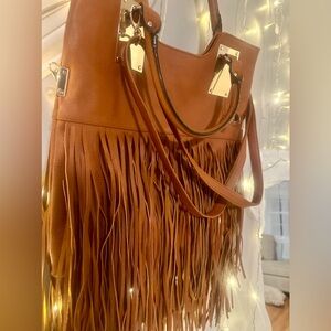 Vintage Broadway Brown Fringe Crossbody Purse